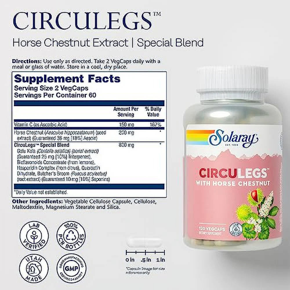 CircuLegs with Horse Chestnut Extract, Gotu Kola, Butcher's Broom, 120 VegCaps D7436