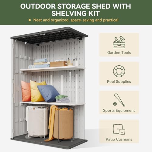 64 Cu.Ft Vertical Outdoor Storage Shed with Floor (White) X4156