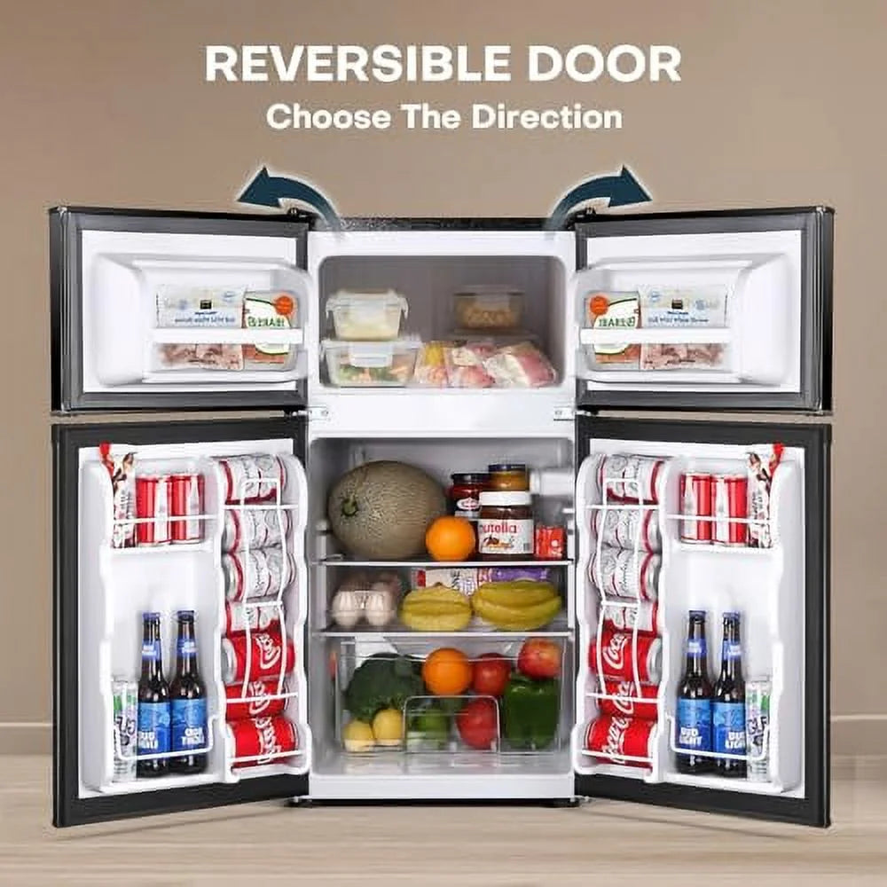 3.2 Cu.Ft Double Door Mini Fridge with Freezer A58245