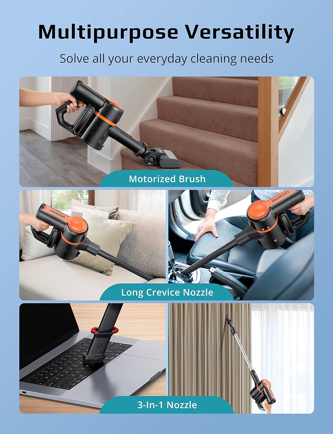 Cordless 6 in 1 Stick and Handheld Vacuum with HEPA Filter I3742