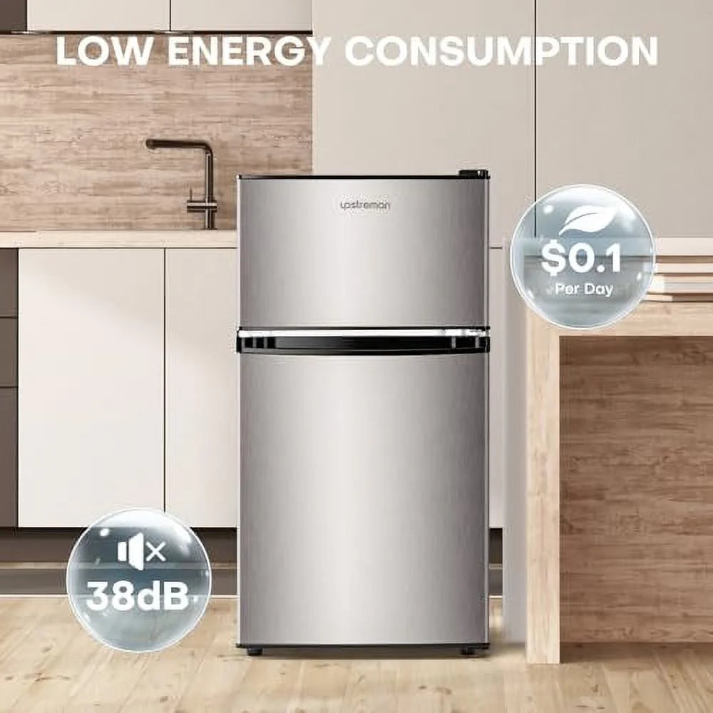 3.2 Cu.Ft Double Door Mini Fridge with Freezer A58245