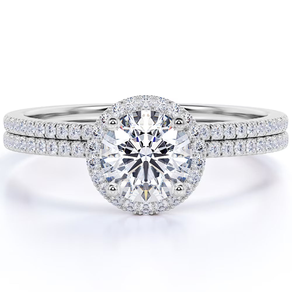 10k White Gold Bridal Wedding Ring Set X7129