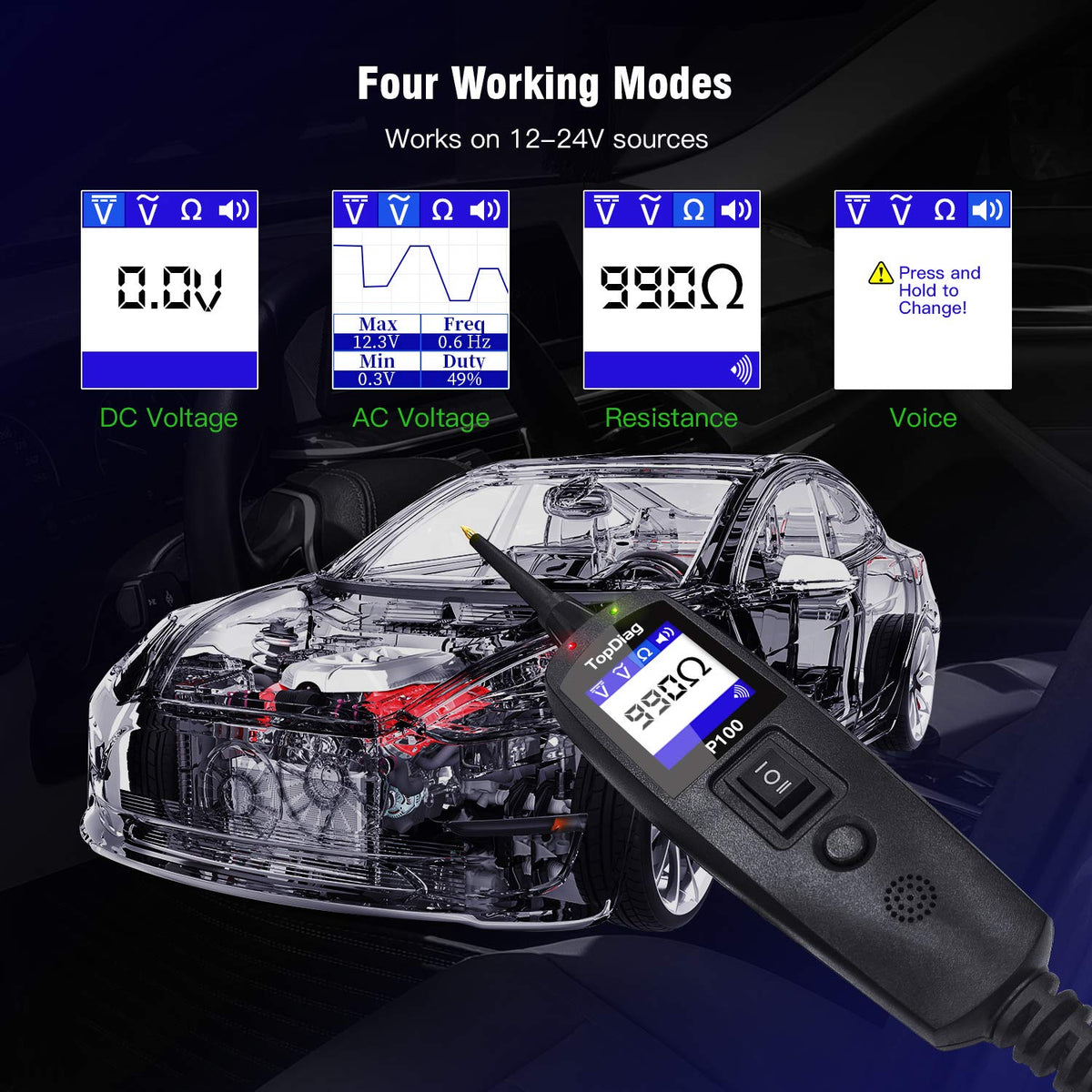 6-30V Circuit Tester Automotive Electrical Tester Digital Voltage Tester Y636636