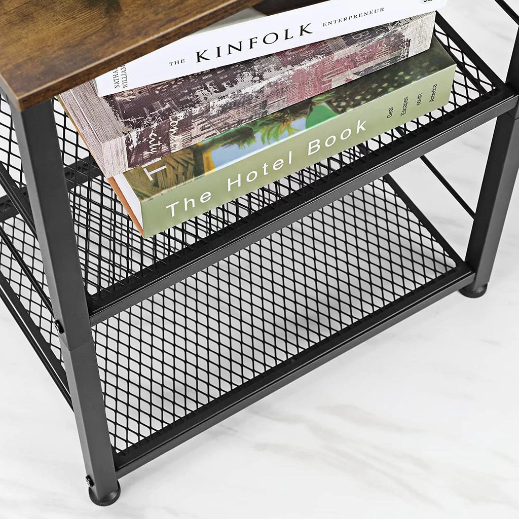 3 Tier Rustic Brown Nightstand End Table I41110