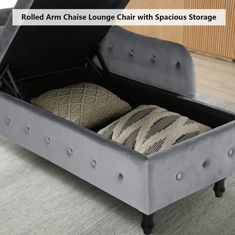 Velvet Storage Ottoman Bench with Nailhead Trim and Button Tufting Q2502