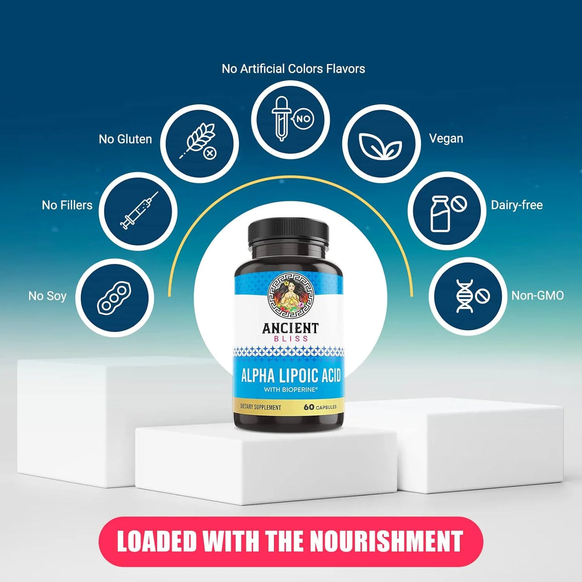 Alpha Lipoic Acid Supplement 600mg 60 Vegan Capsules B465108