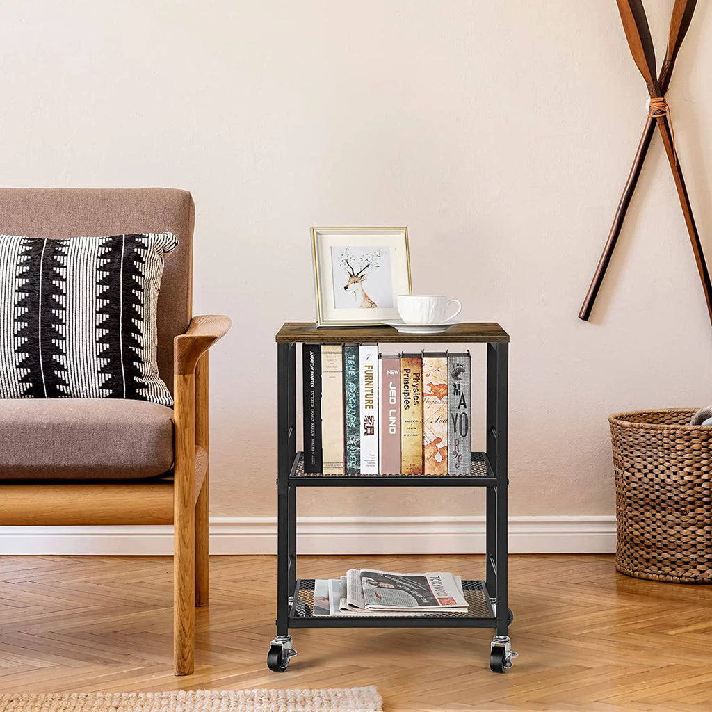 3 Tier Rustic Brown Nightstand End Table I41110