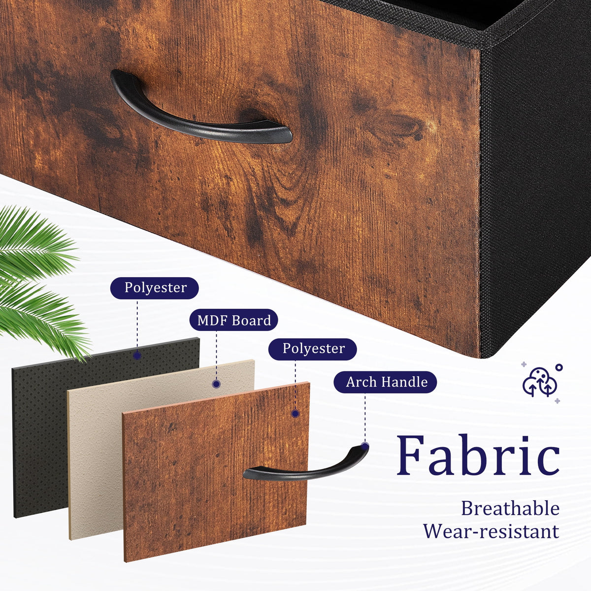 Black 5 Drawer Fabric Dresser with Wood Top Q70635