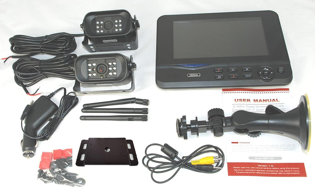 Digital Wireless Camera with 7 Monitor Quad-View and Adapter for RV S6037