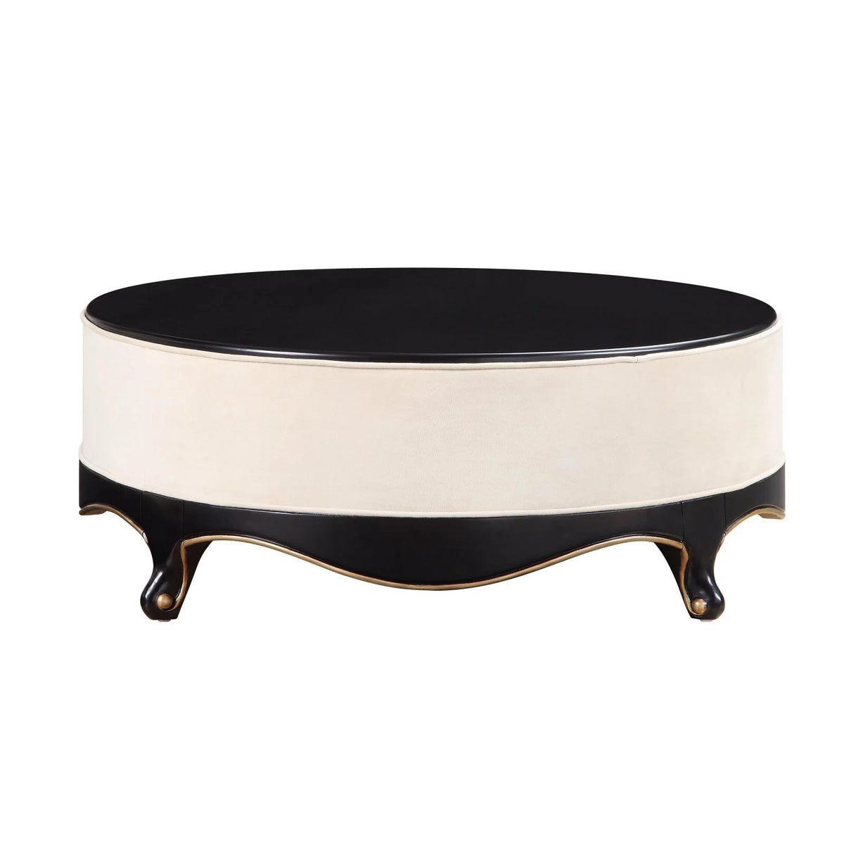 Cream Fabric and Black Cocktail Table F95558