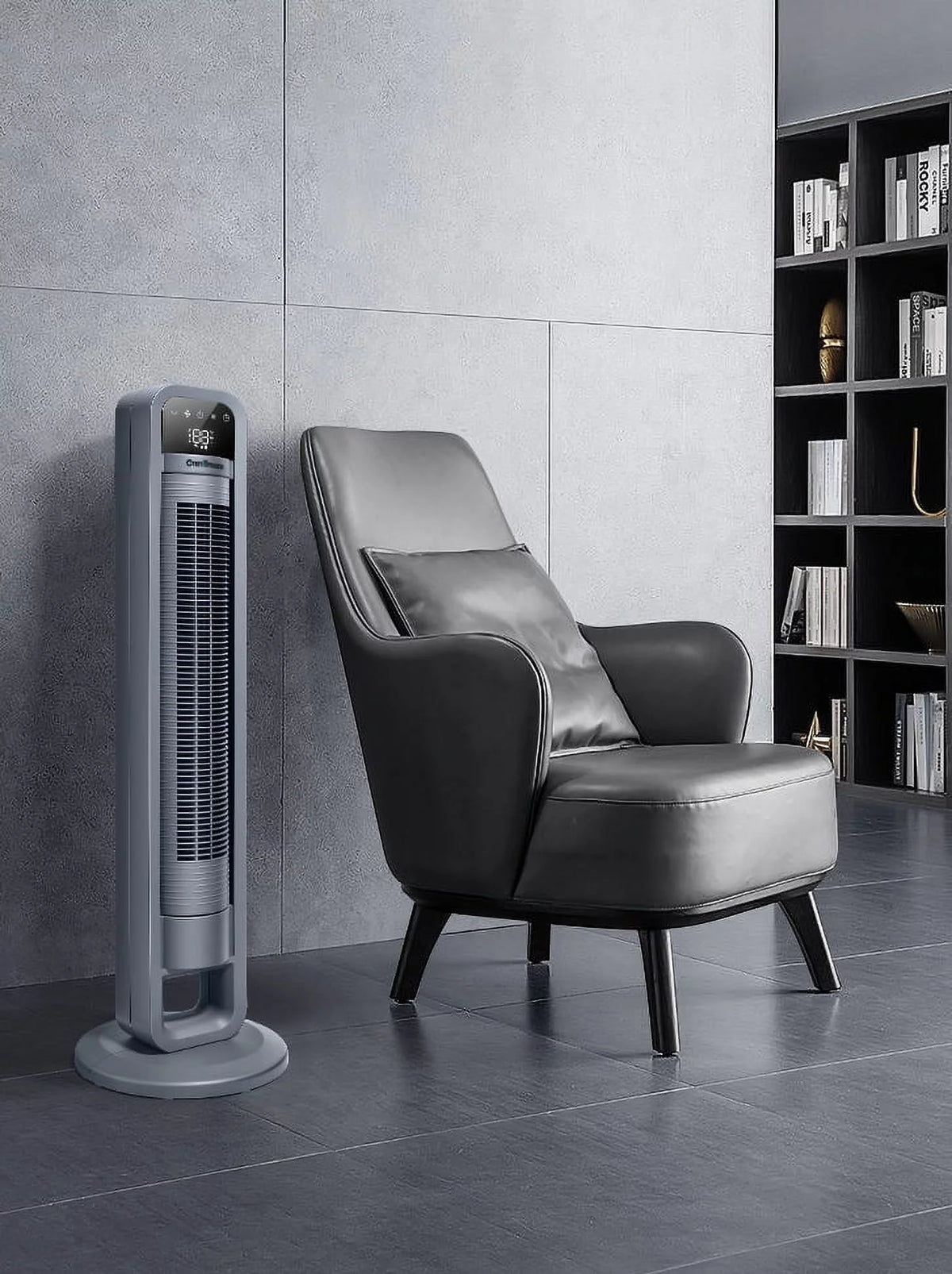 38 Tower Fan, 90 Oscillating Fan, Gray Z8714