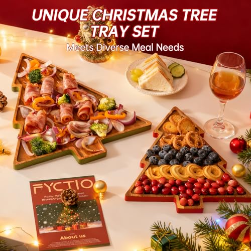 Wooden Cutting Boards 2 Pack Christmas Tree Platters F245352