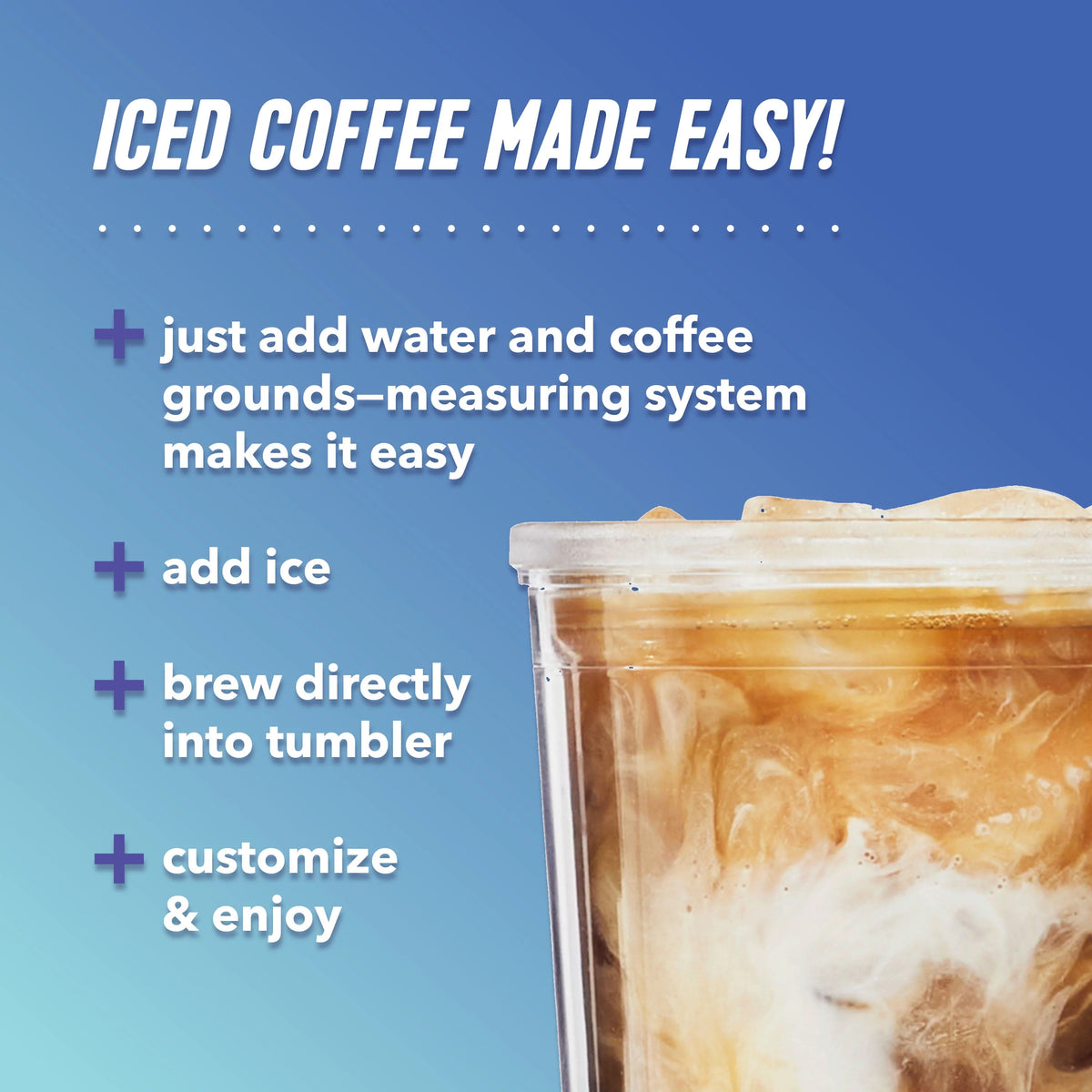 Iced Coffee Maker with Reusable Tumbler and Filter, Black V2903