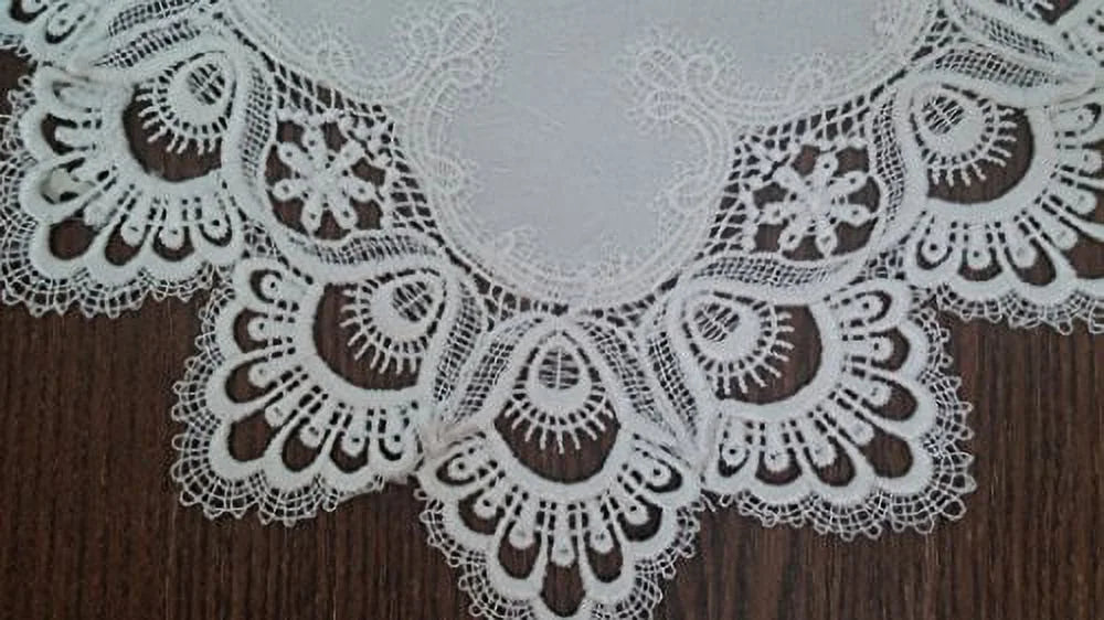 Antique White European Lace Table Runner 34 x 15 inches D826