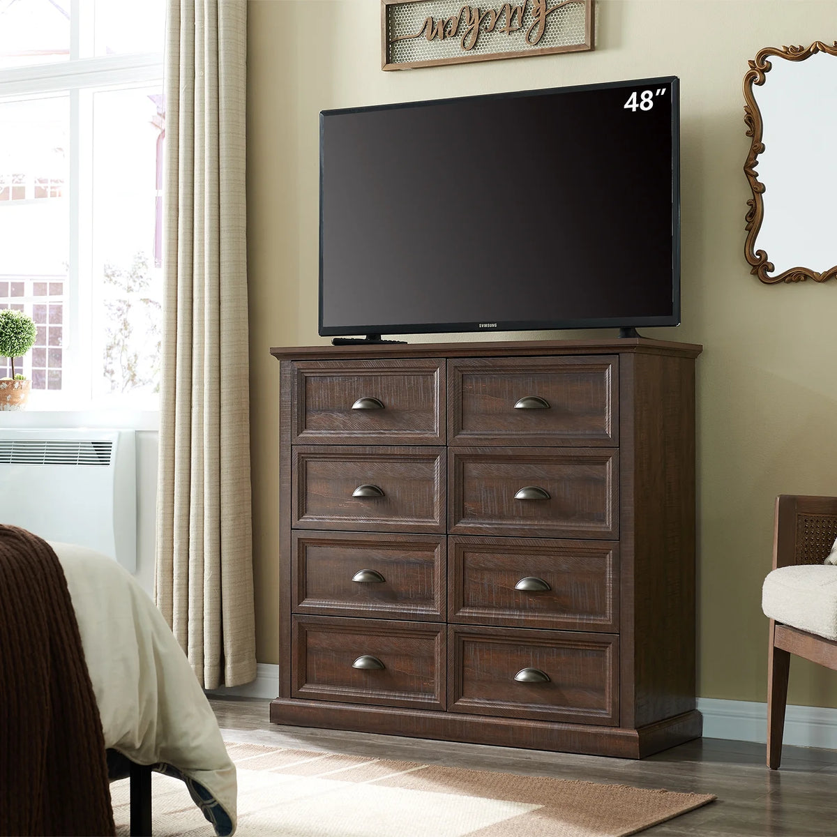 White 8 Drawer Wood Dresser F8299