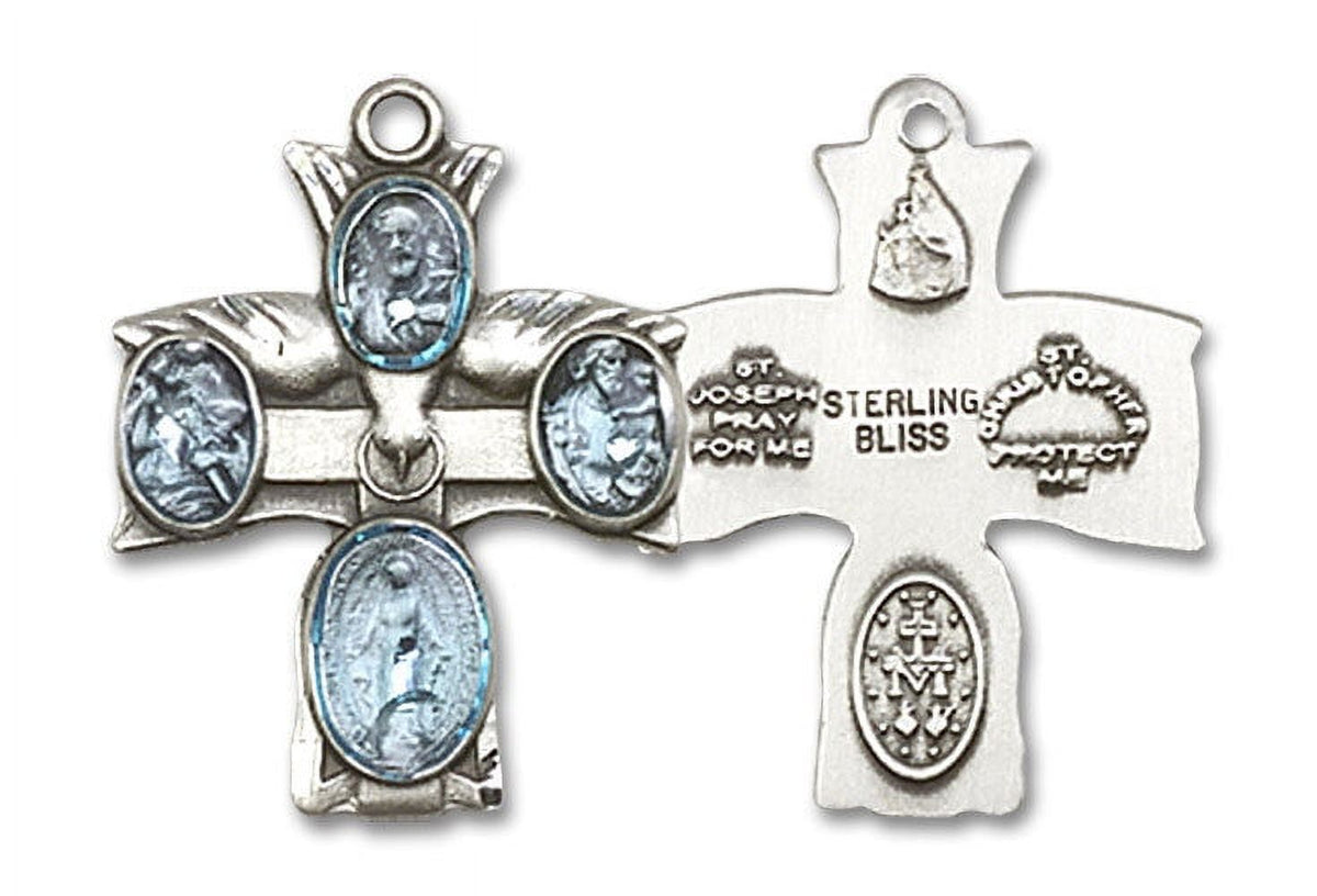 Medium Sterling Silver Catholic 4-Way Cross Medal G97259