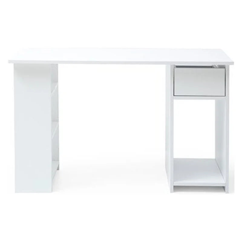 White MDF and Engineered Wood Office Desk with Storage R63966