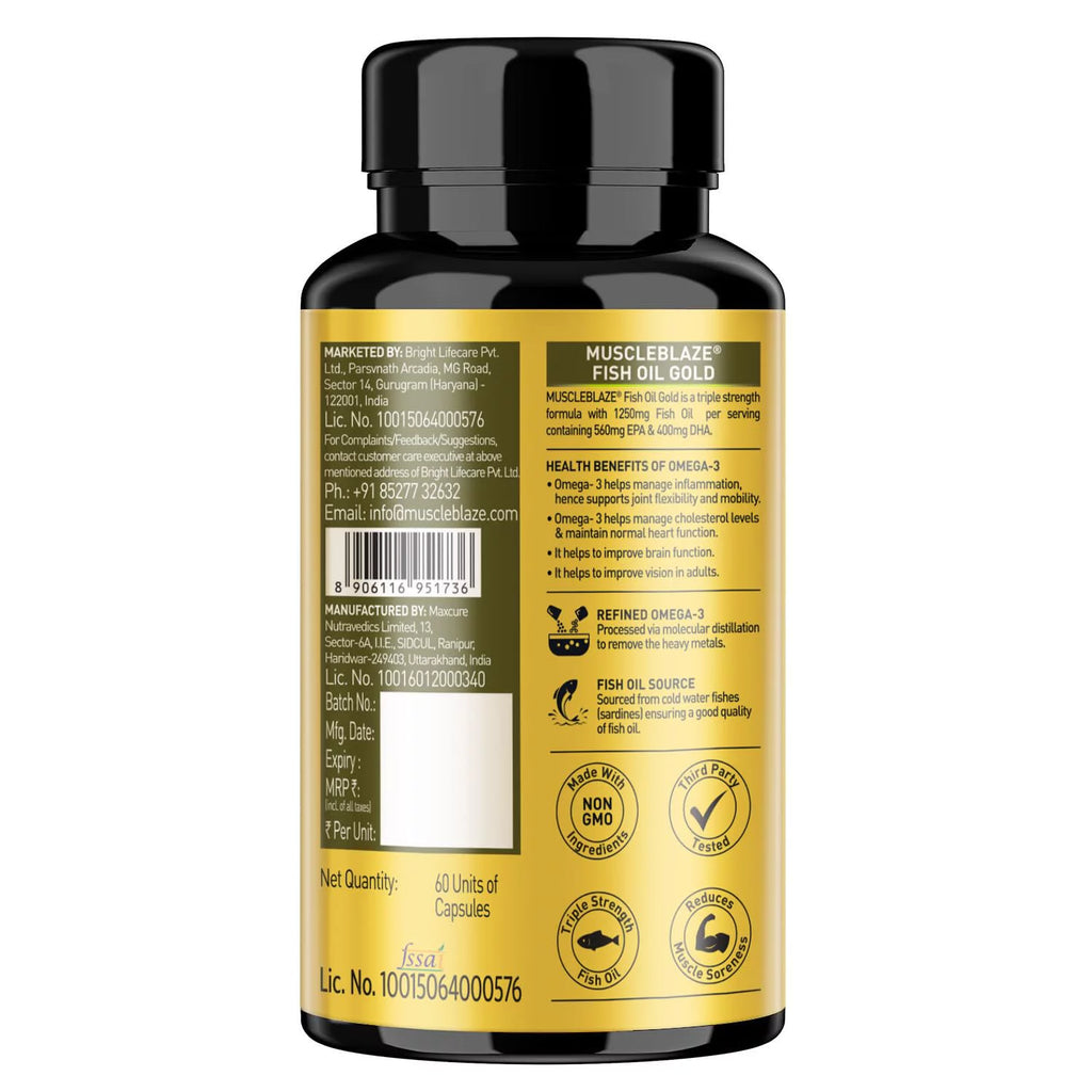 Omega 3 Fish Oil 1250Mg 60 Capsules Triple Strength L394210