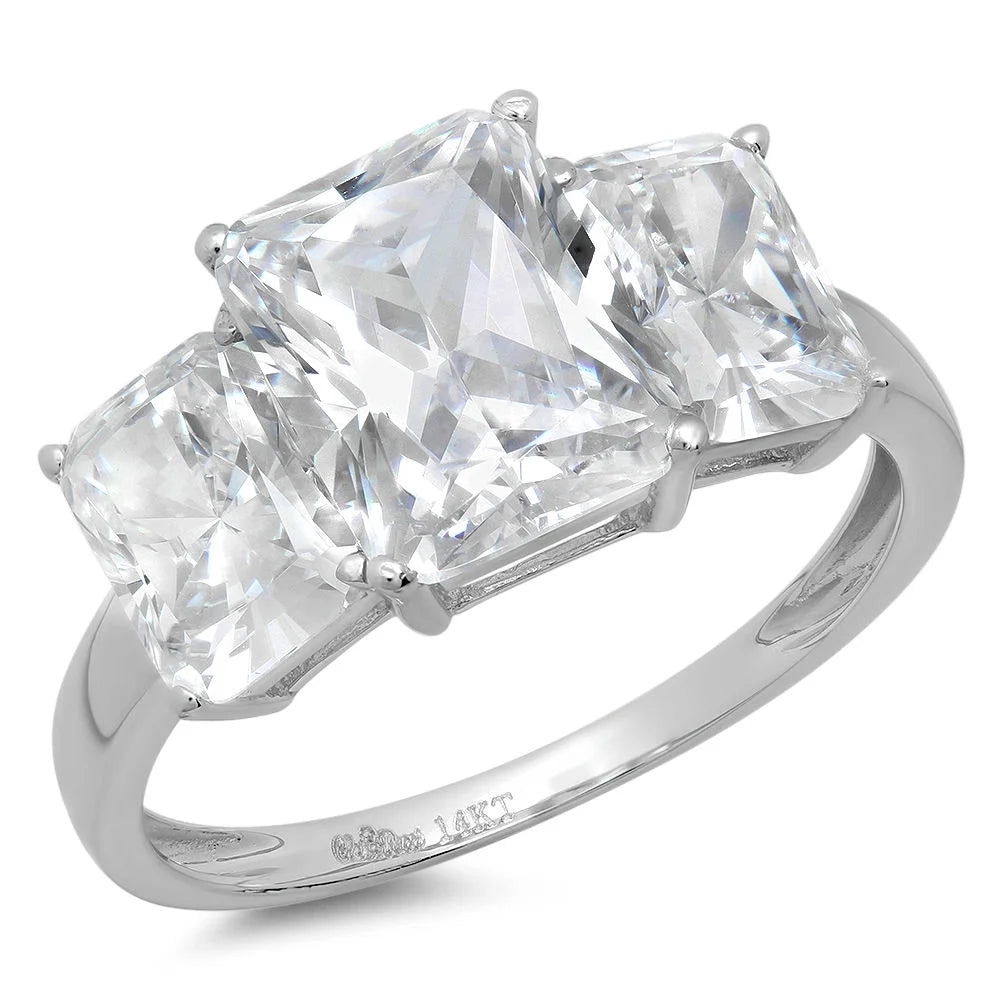 18K White Gold Three-Stone Diamond Engagement Ring X483