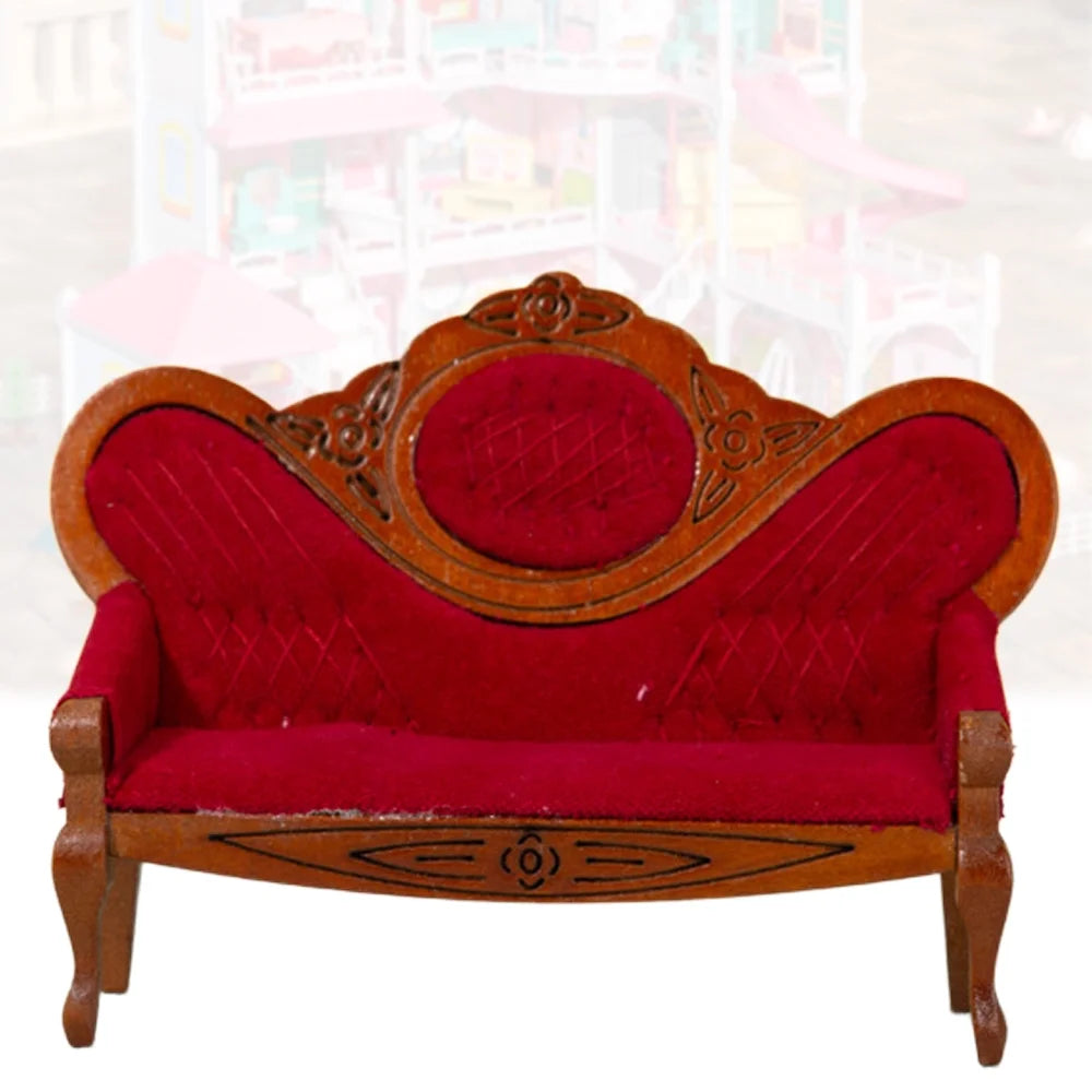 Walnut Color Dollhouse Miniature Sofa O777582