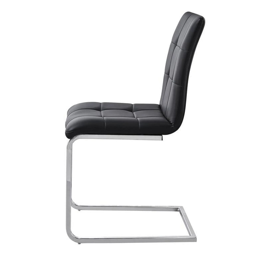Black Faux Leather Breuer Metal Side Chair P854