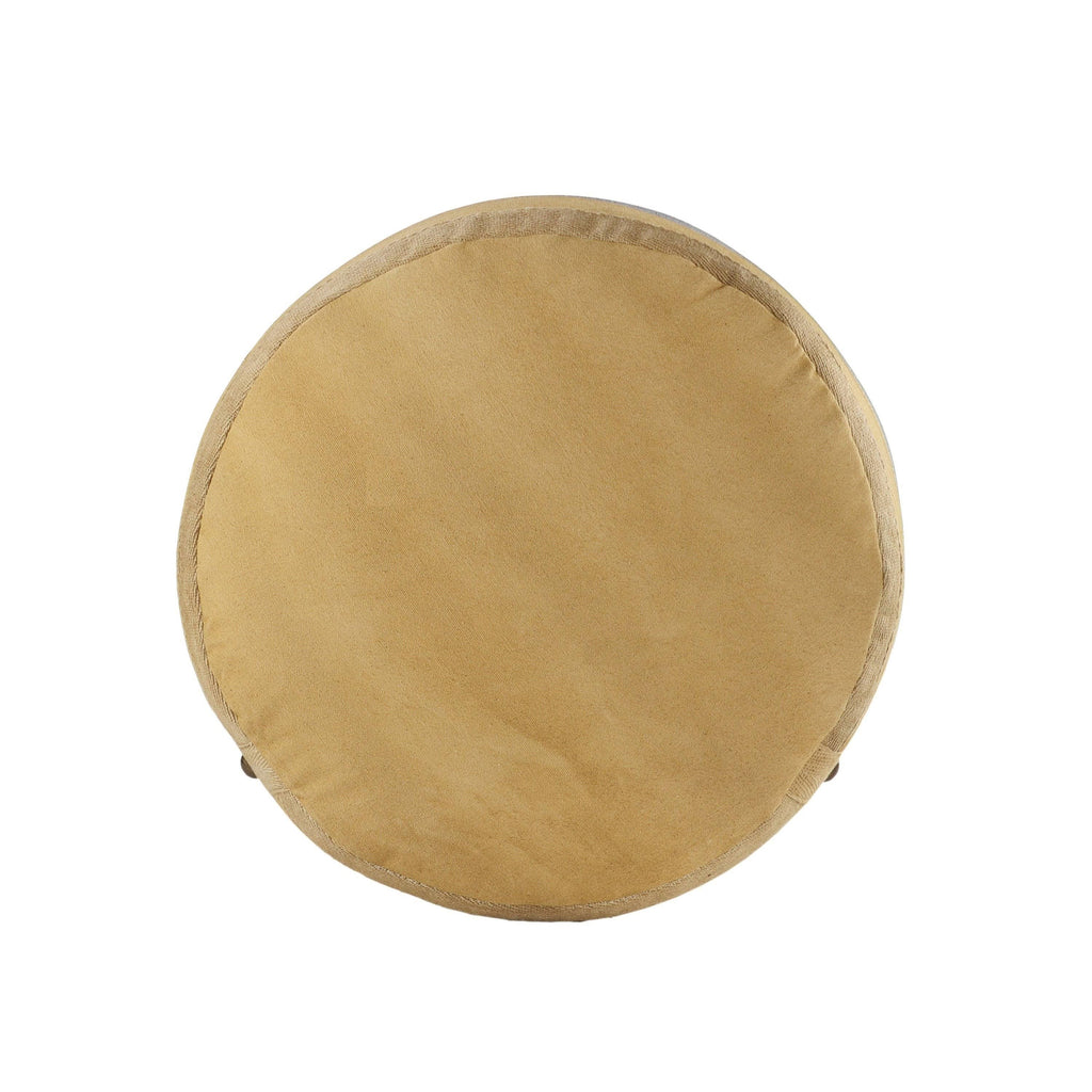 Beige Striped Pouf D386304