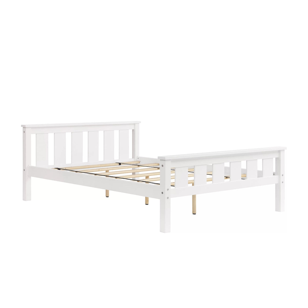White Full Size Wooden Platform Bed Q450