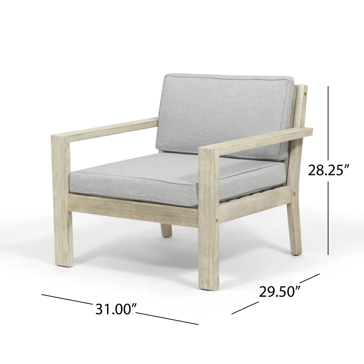 Light Gray Acacia Wood 4 Seater Chat Set with Cushions Q4831