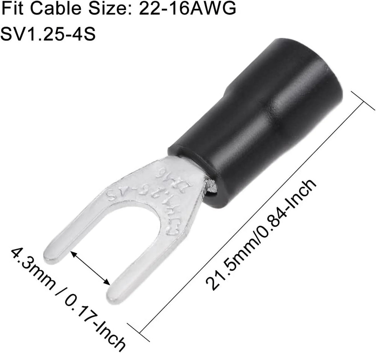 200Pcs Insulated Fork Spade Wire Connector Electrical Crimp Terminal 22-16AWG Y6970
