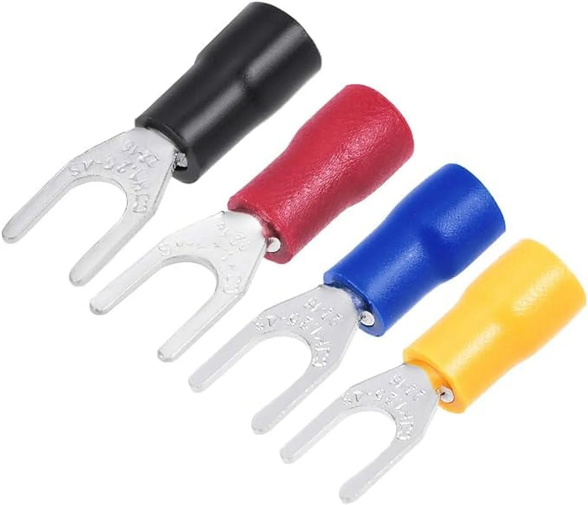 200Pcs Insulated Fork Spade Wire Connector Electrical Crimp Terminal 22-16AWG Y6970