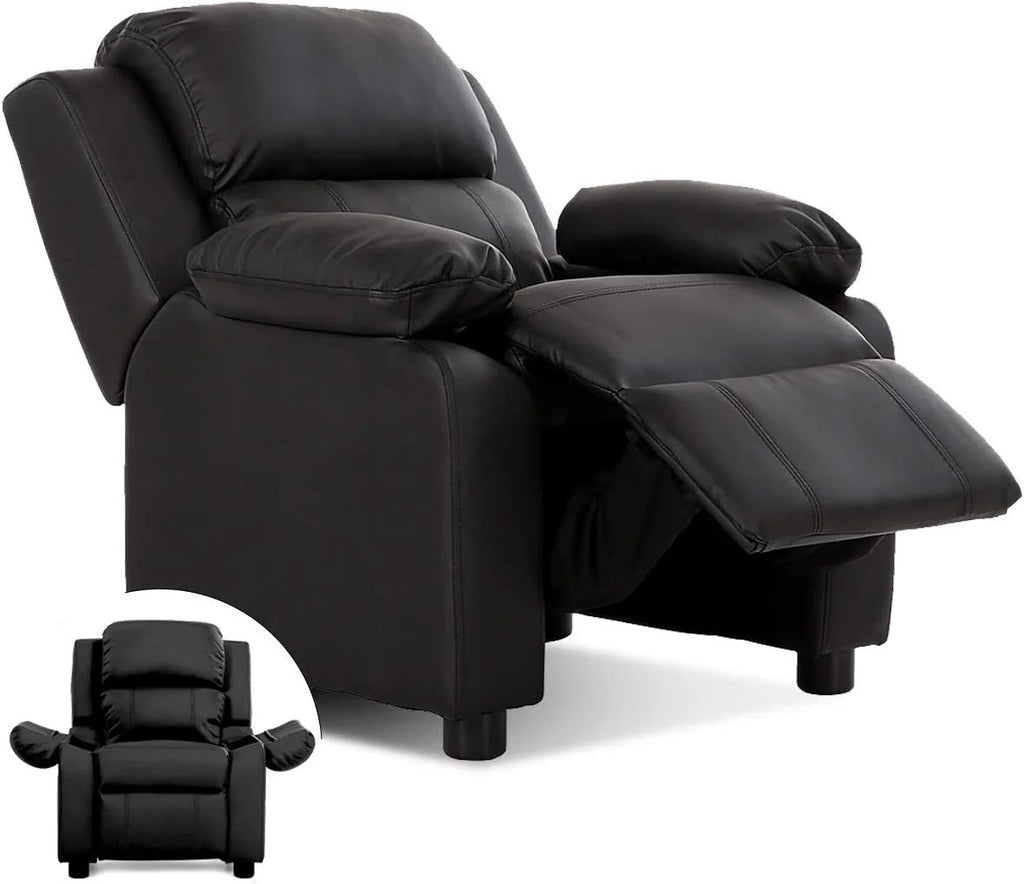 Black Kids Recliner with Footrest and Storage Q6043