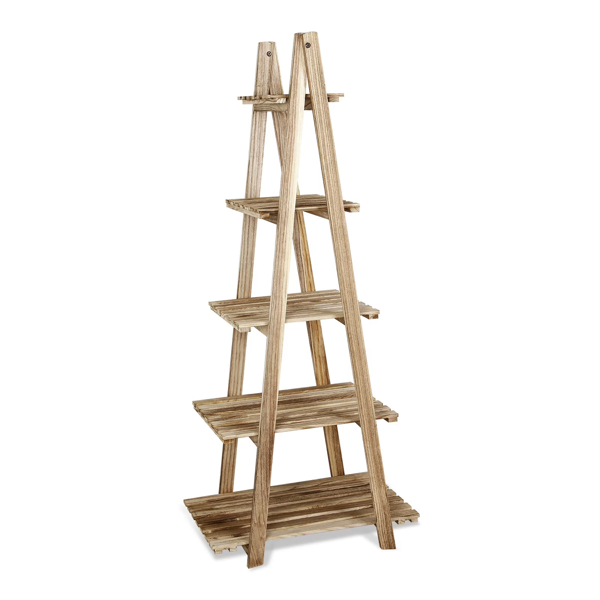 5-Tier Ladder Shelf Bookcase Storage Display Shelf Natural P21384