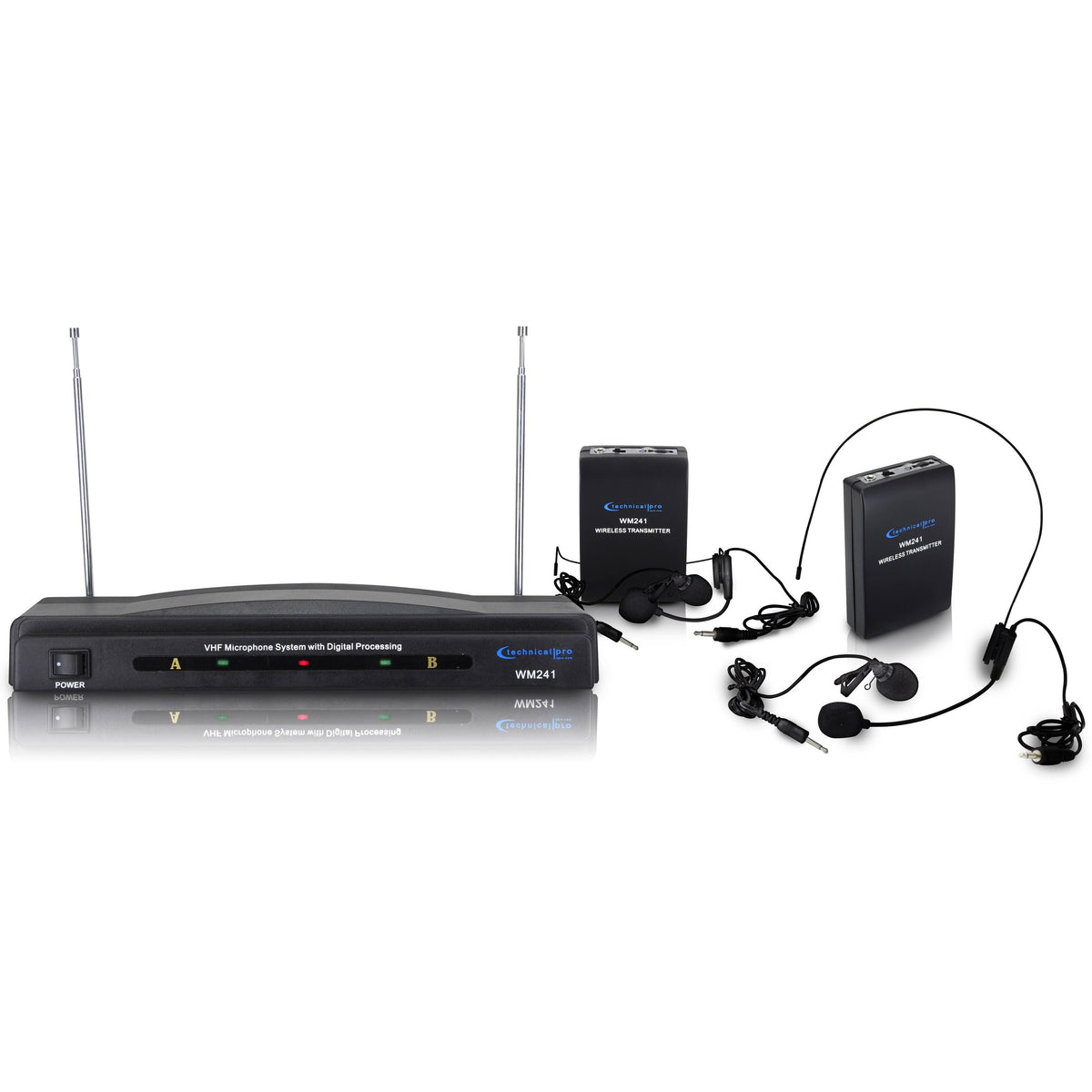 Dual Wireless Microphone System VHF High Band Microphone Set, 2 Mics, 2 Lapel Mic, Black N994