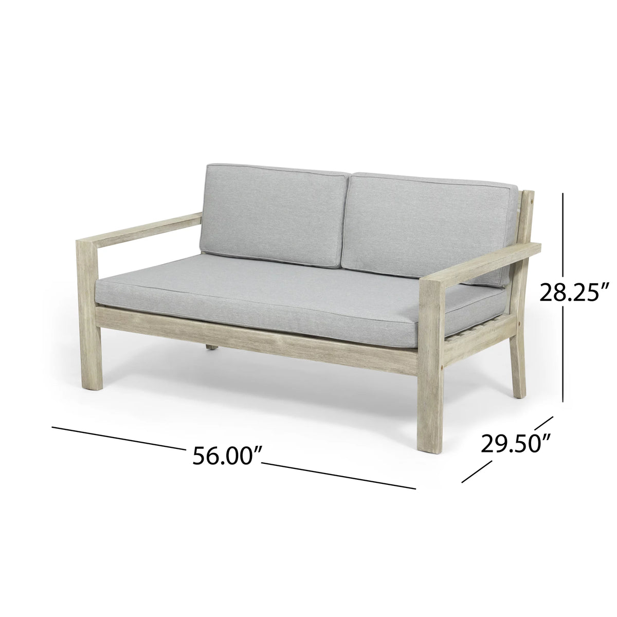 Light Gray Acacia Wood 4 Seater Chat Set with Cushions Q4831