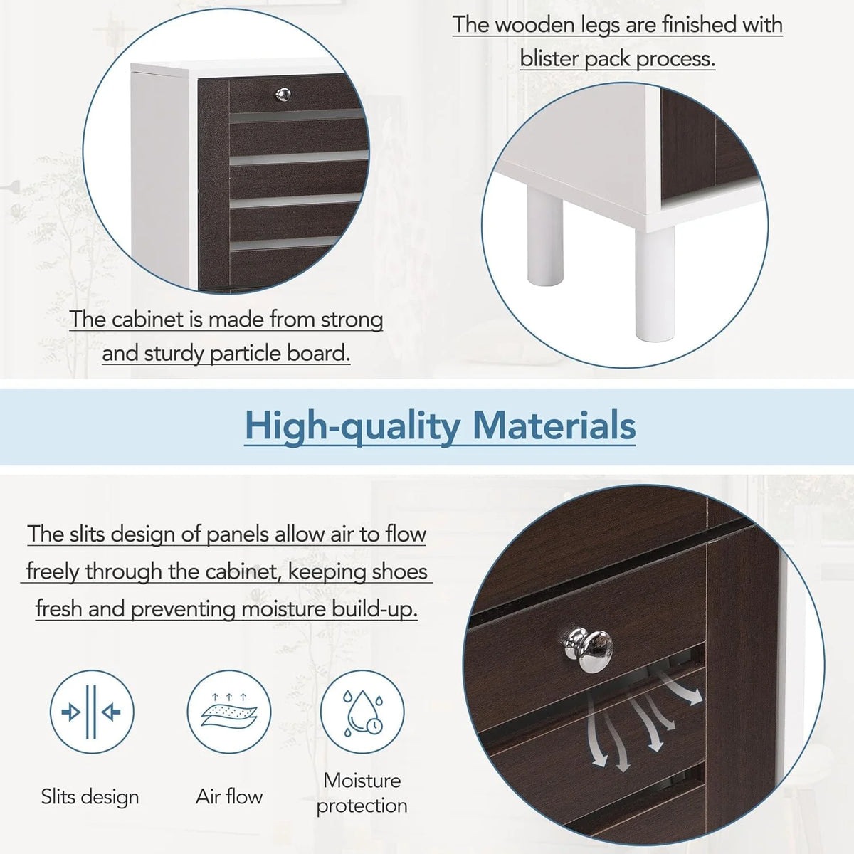 Slim Shoe Cabinet with 3 Flip Drawers U9166