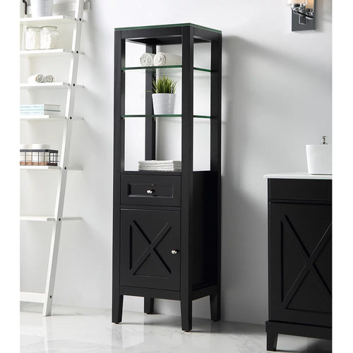 18 in W x 14 in D Espresso Bathroom Linen Cabinet Y859