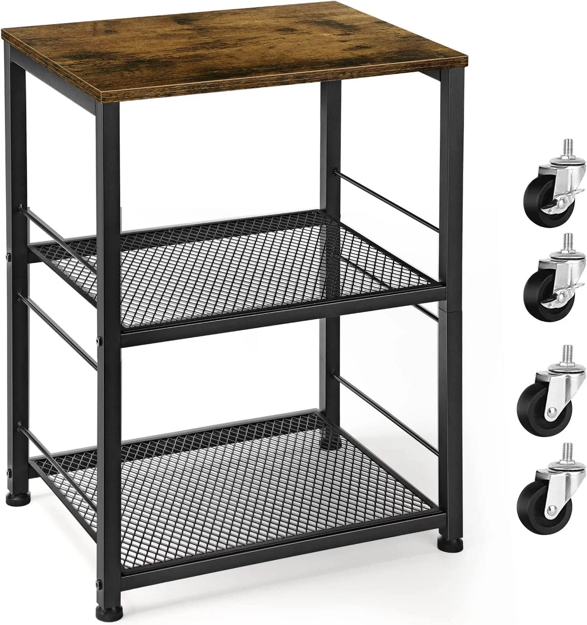 3 Tier Rustic Brown Nightstand End Table I41110
