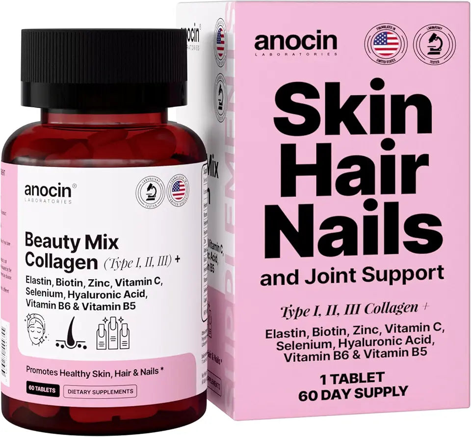 Collagen with Biotin Elastin Zinc Vitamin C B6 B5 Selenium Hyaluronic Acid X925844