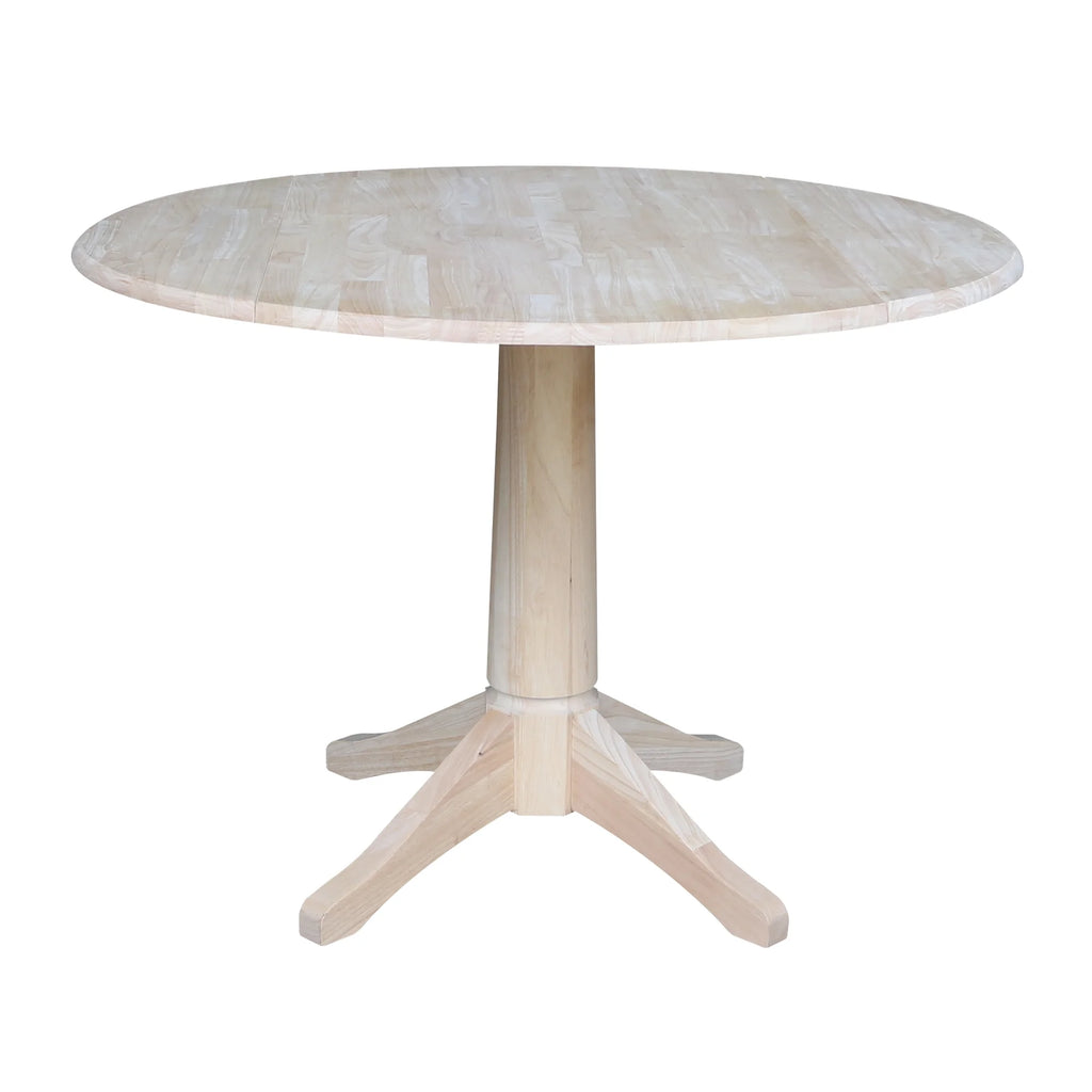 42" Round Solid Wood Dual Drop Leaf Pedestal Table X698416