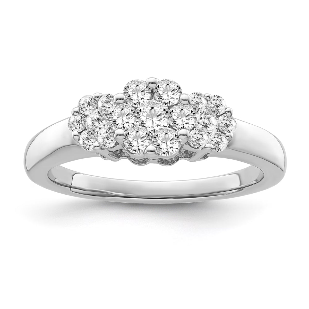 10K White Gold Diamond Cluster Band Ring, Size 8 X92193