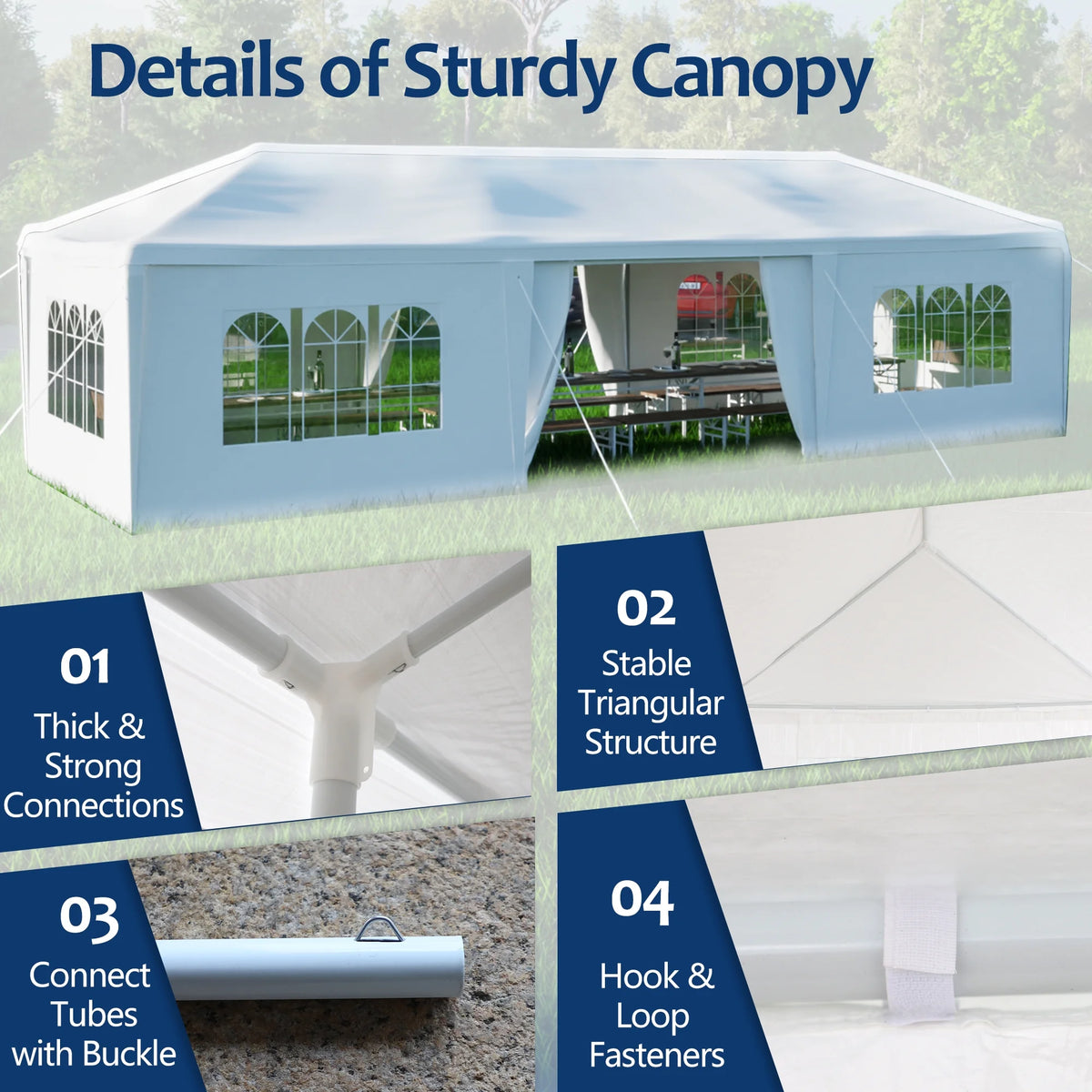10x30' Outdoor Canopy Tent with 8 Removable Sidewalls K39617