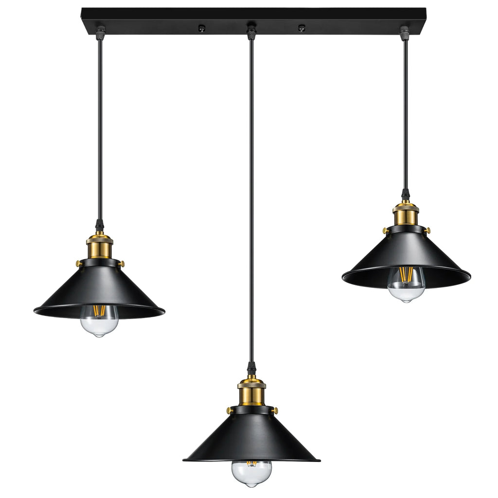 3-Light Black Metal Cage Pendant Light Fixture U186