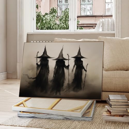 Halloween Wall Art Print Three Witches In The Forest Canvas 24x36inch Unframed M94296