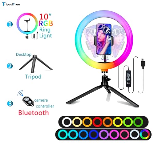 10" Selfie Ring Light with 4" Desktop Tripod Stand & Phone Holder E447