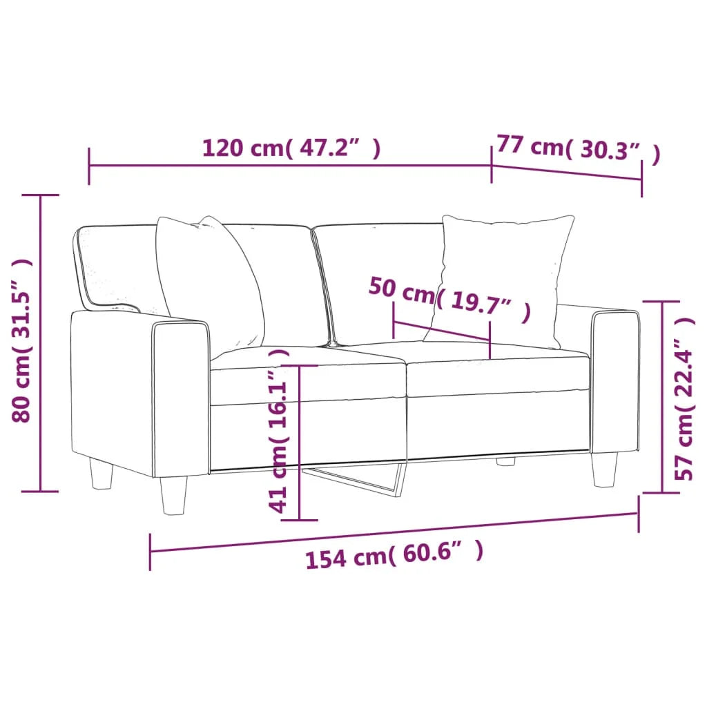 Black 47.2" Faux Leather 2-Seater Sofa R314235