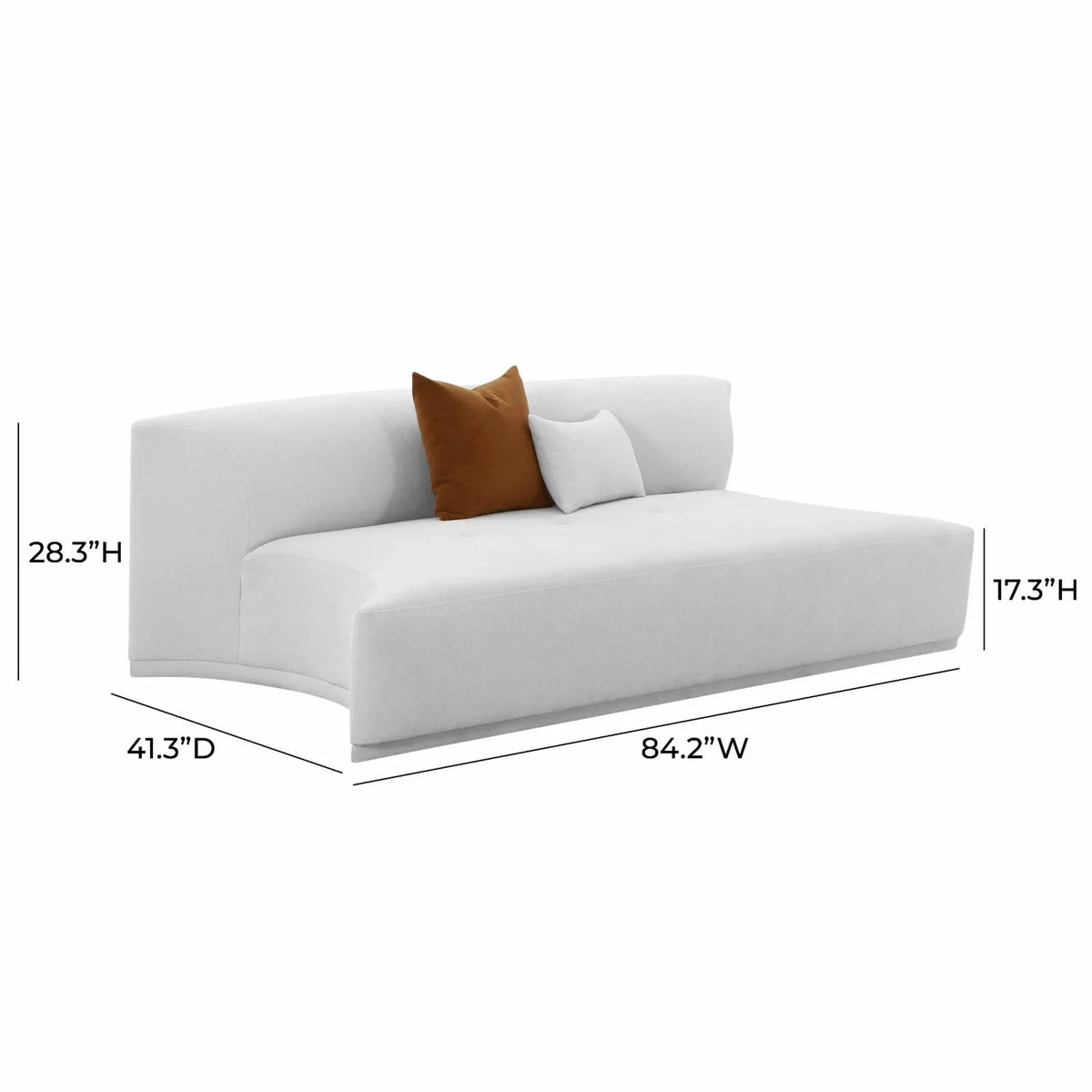 Grey Velvet Modular Armless Loveseat A4552