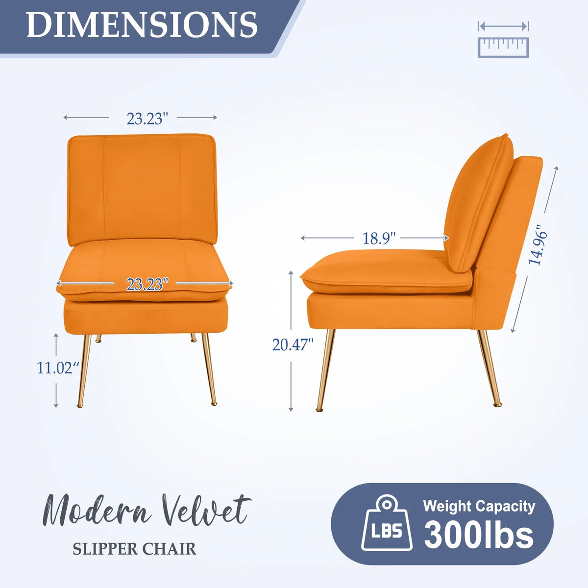 Orange Armless Upholstered Accent Chair Set of 2 S321259