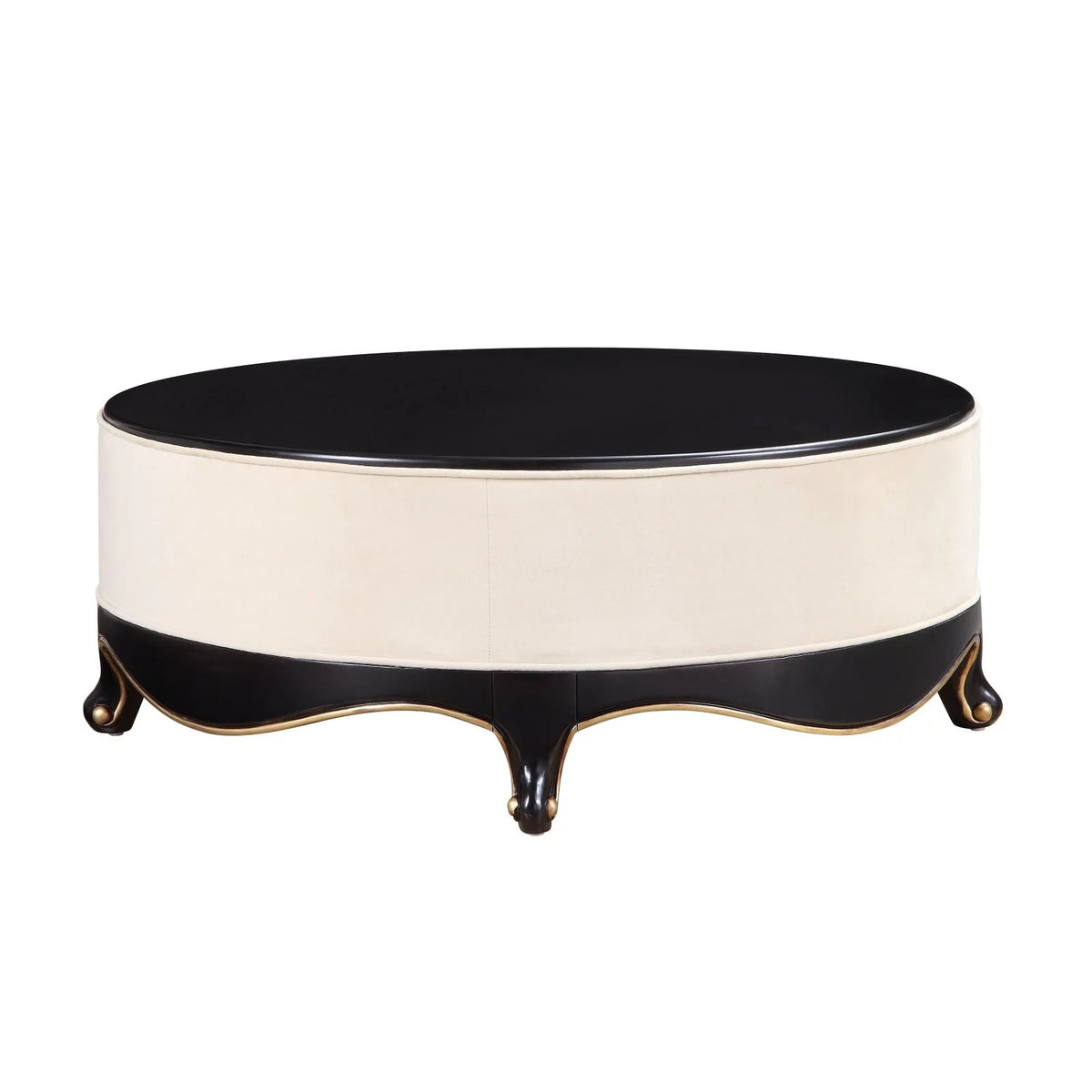 Cream Fabric and Black Cocktail Table F95558