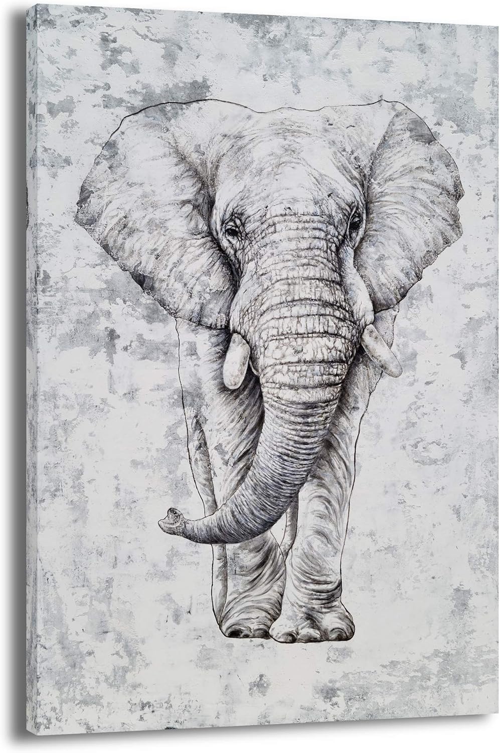 Grey and White Elephant Head Canvas Wall Art Painting F871