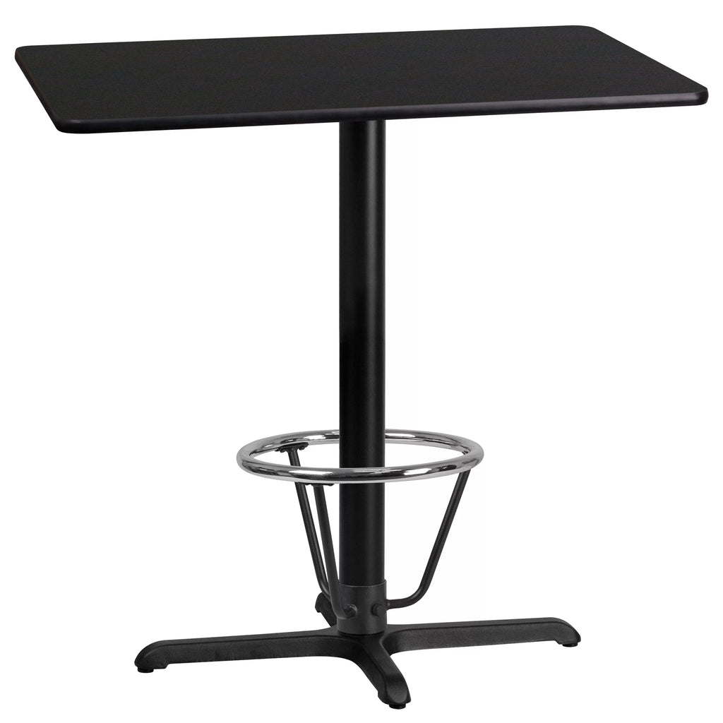 Black Laminate Rectangular Bar Height Table with Foot Ring R122036